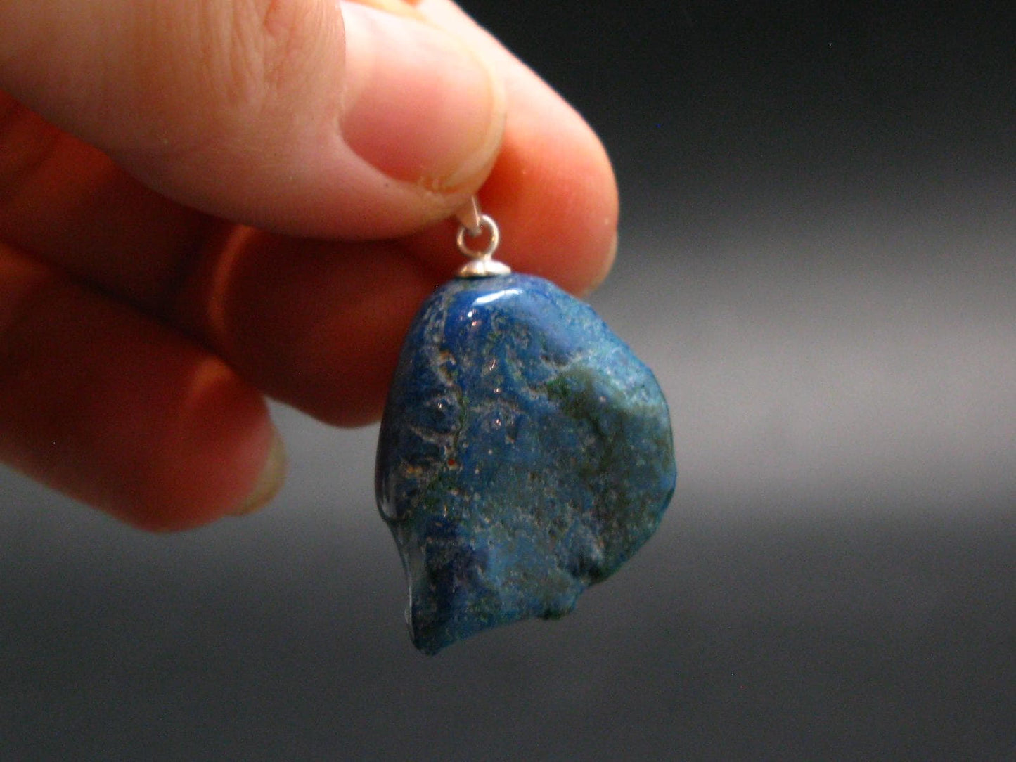 Shattuckite Silver Pendant from Namibia - 1.2" - 7.92 Grams