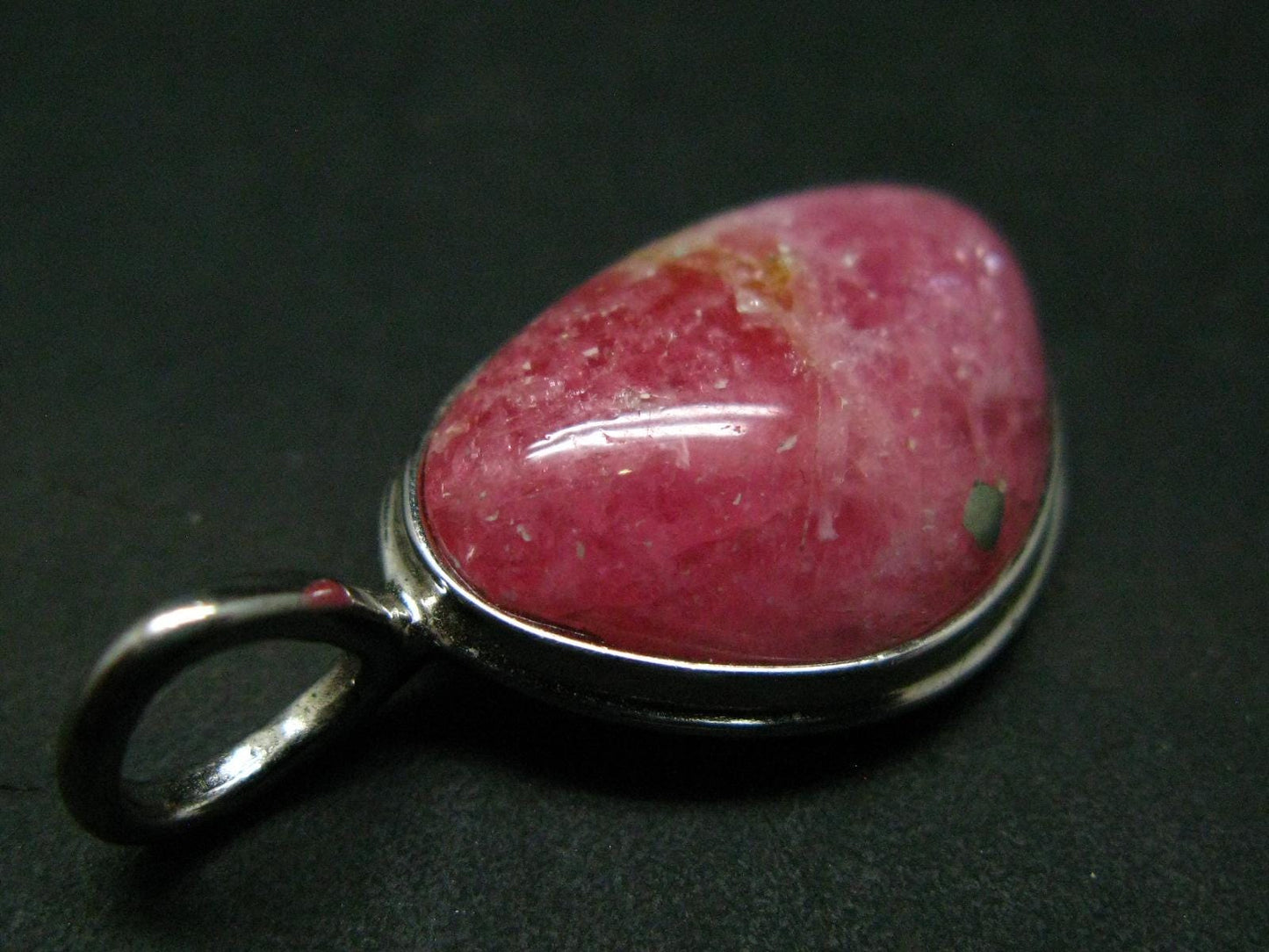 Rare Rhodochrosite Sterling Silver Pendant From Alma Colorado - 1.3" - 5.82 Grams