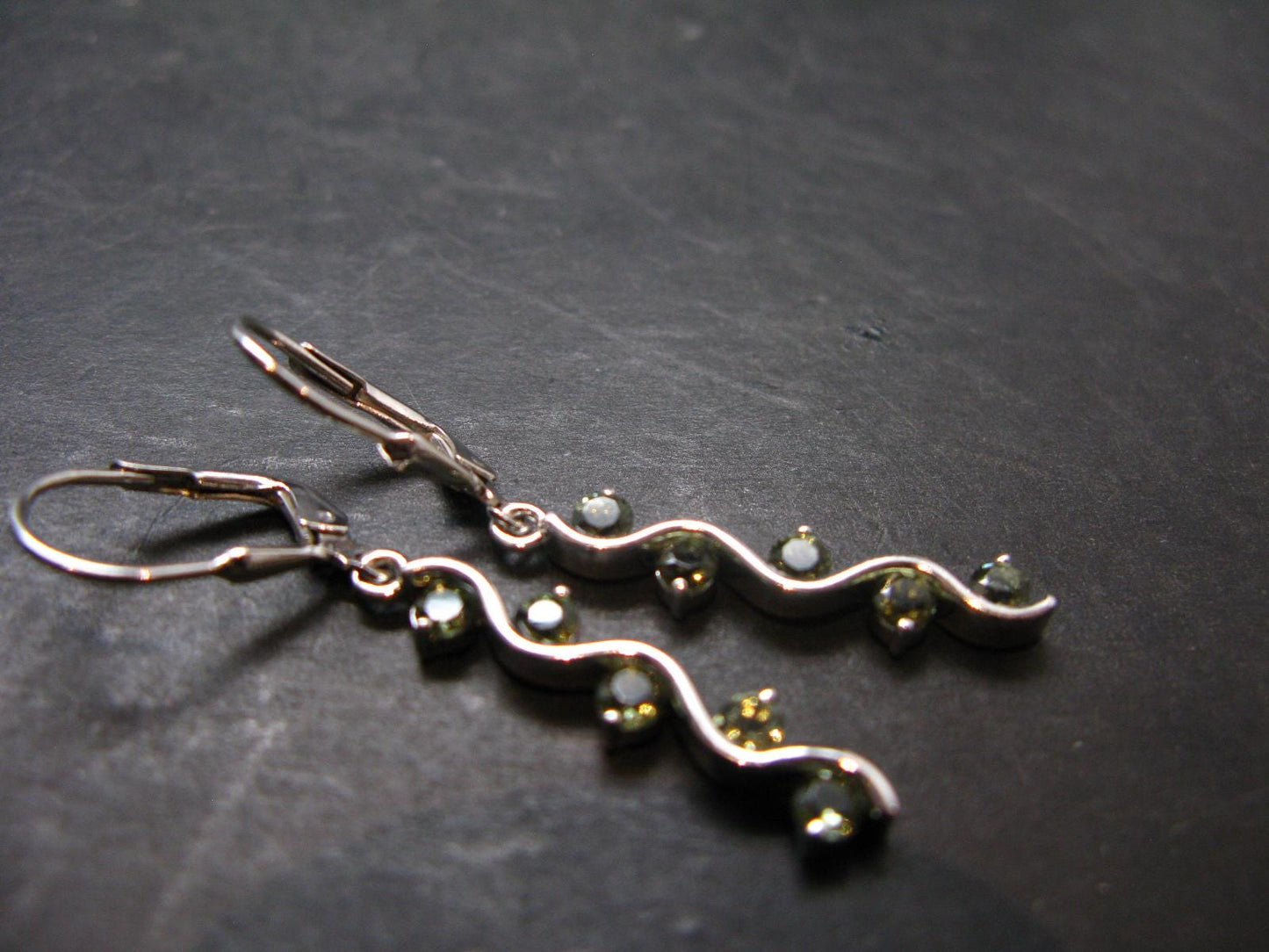 Moldavite Tektite Silver Earrings from Czech Republic - 3.72 Grams