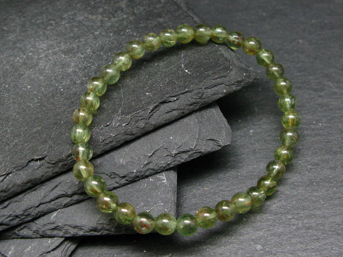 Rare Green Apatite Genuine Bracelet ~ 7 Inches ~ 6mm Round Beads