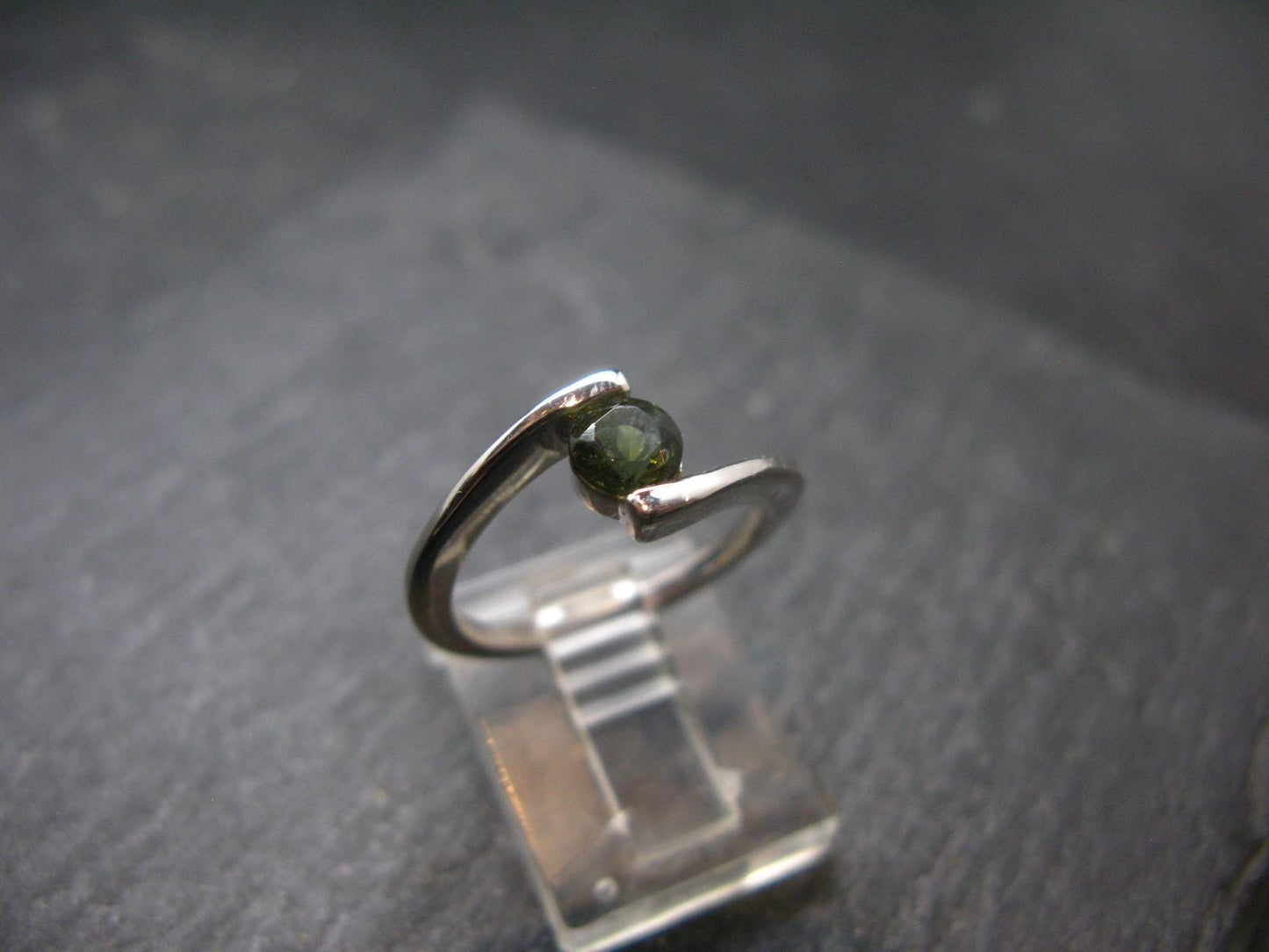 Moldavite Sterling Silver Ring From Czech Republic - Size 9 - 2.47 Grams