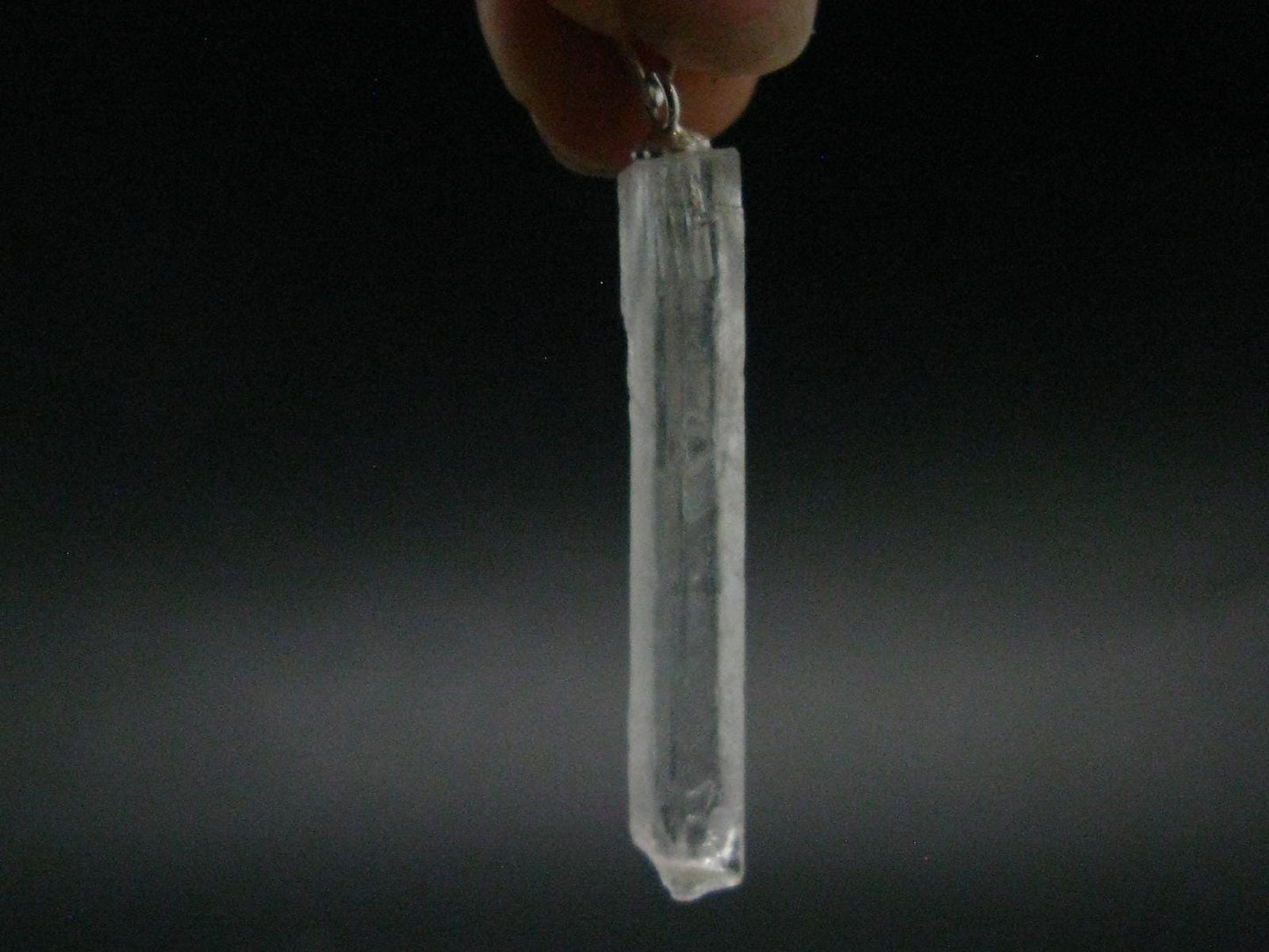 Rare Clear Natrolite Crystal Silver Pendant From Tanzania - 1.7" - 1.51 Grams