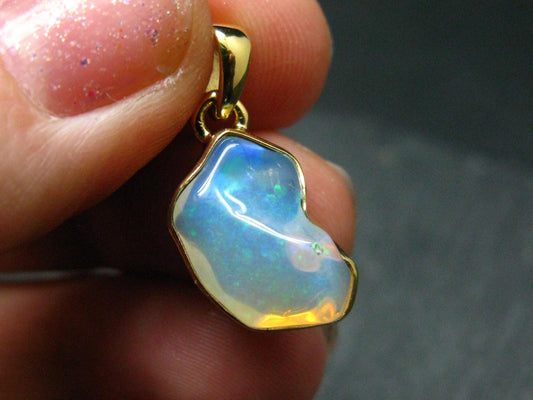Precious Opal Sterling Silver Gold Plated Pendant from Ethiopia - 1.88 Grams