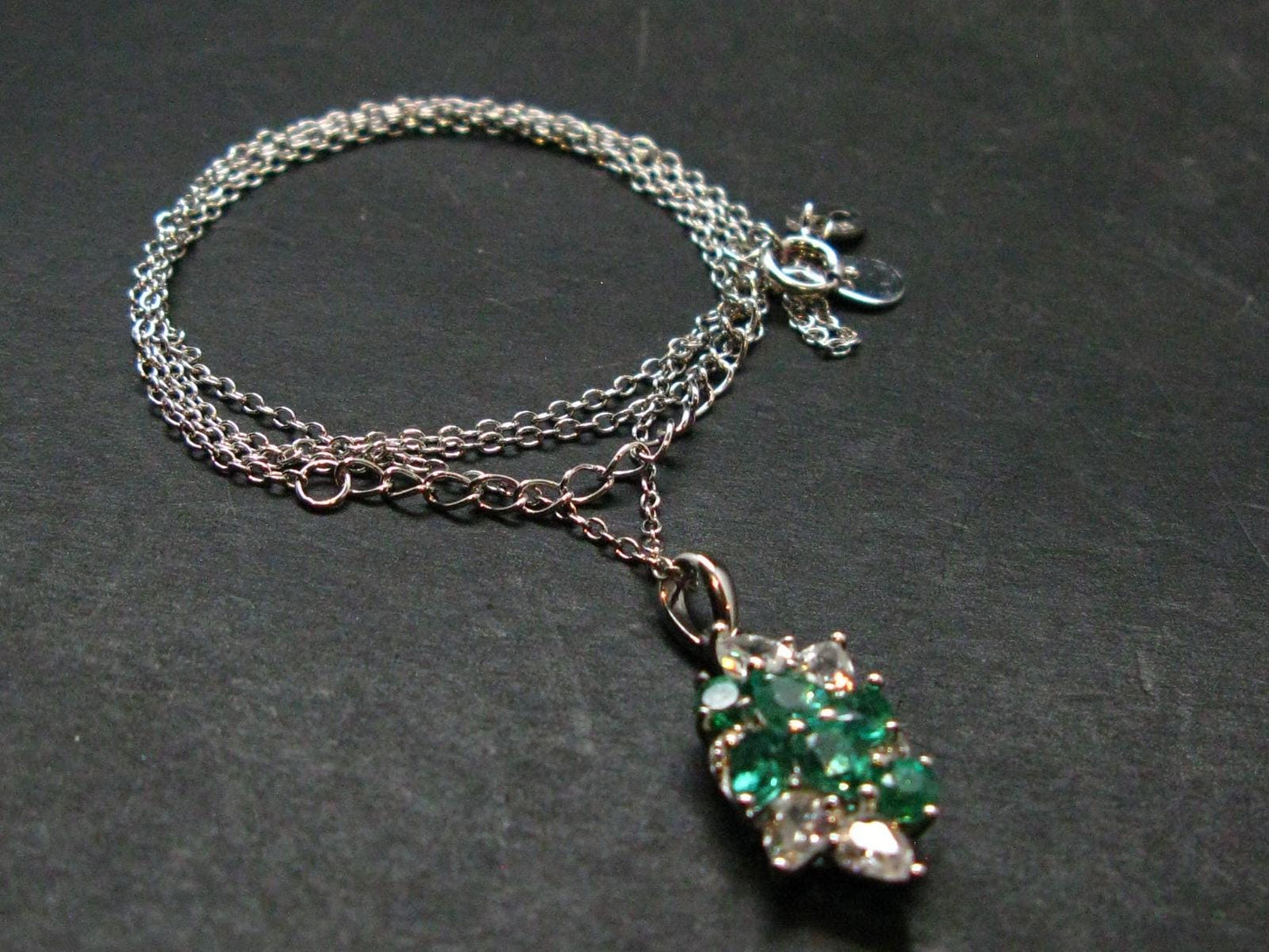 Emerald Silver Pendant W/Chain From Colombia - 3.12 Grams Total