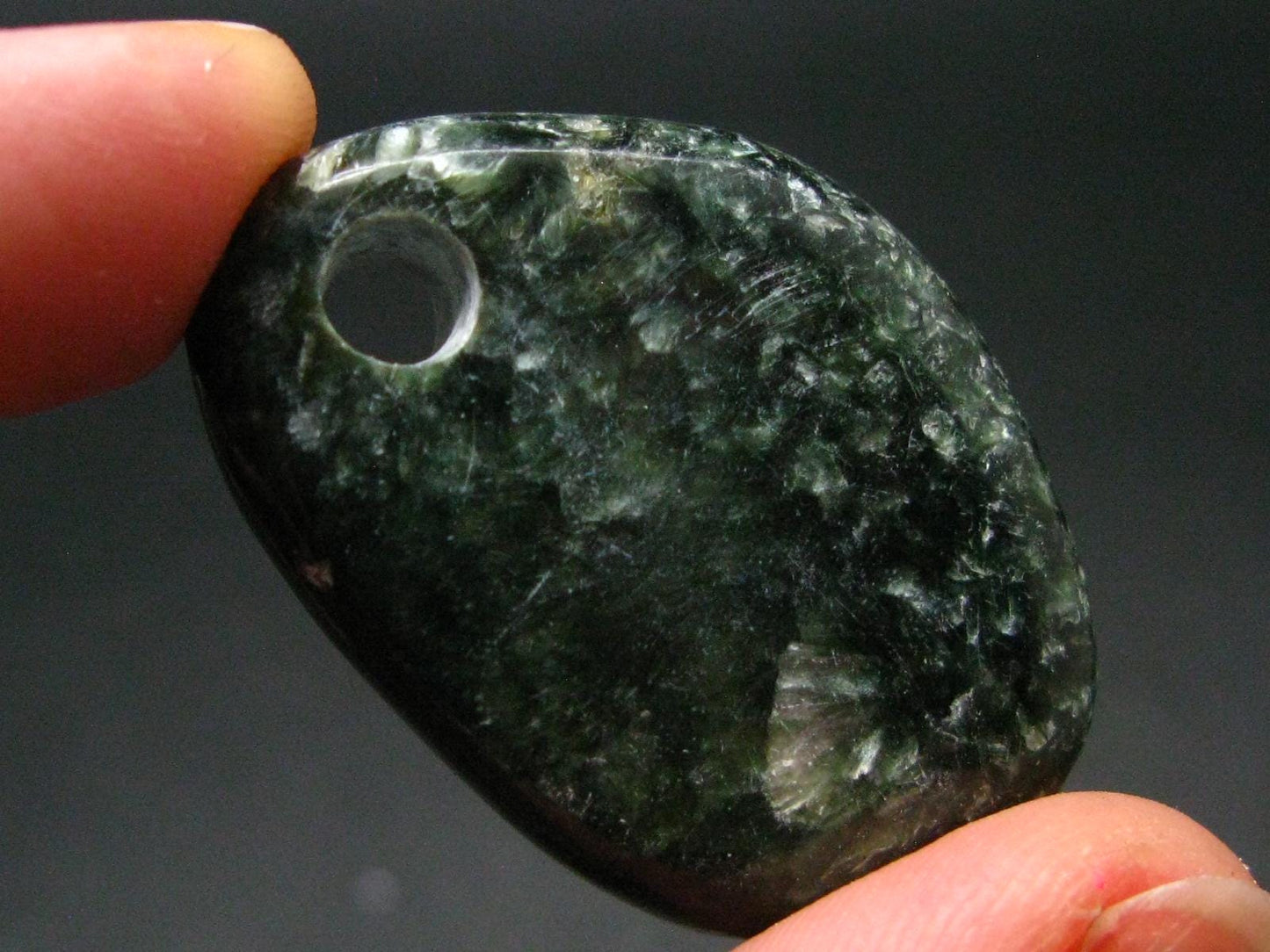 Polished Seraphinite Clinochlore Metal Free Pendant From Russia - 1.4"