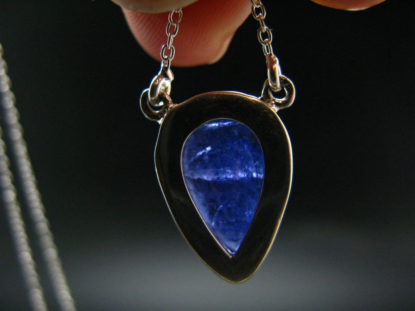 Large Natural Intense Color Faceted Tanzanite Zoisite Sterling Silver Pendant with Silver Chain from Tanzania - 0.7" - 6.38 Grams