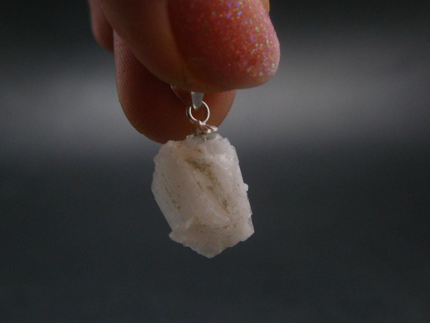Rare Clear Natrolite Crystal Silver Pendant From Tanzania - 0.8" - 1.23 Grams