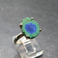Natural Raw Deep Blue Azurite with Green Malachite Silver Ring From Mexico - Size 9 - 3.31 Grams