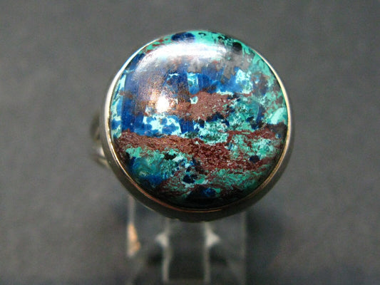 Quantum Quattro Shattuckite Malachite Dioptase Chrysocola Ring in SS From Namibia - Size 7.5 - 6.77 Grams