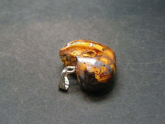Very Rare Heart Boulder Opal Sterling Silver Pendant Necklace From Australia - 1.1" - 8.9 Grams