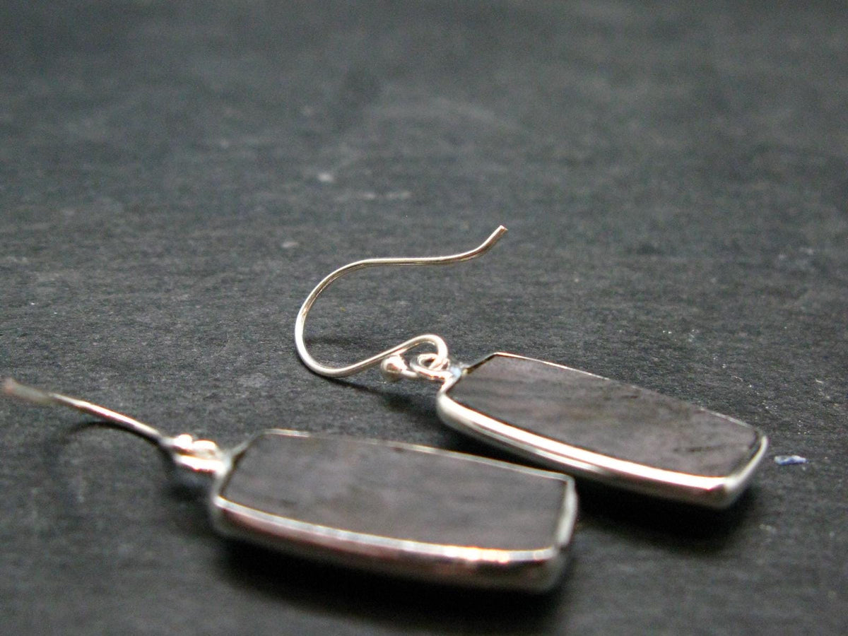 Tumbled Hypersthene Silver Earrings From Canada - 1.5" - 6.38 Grams