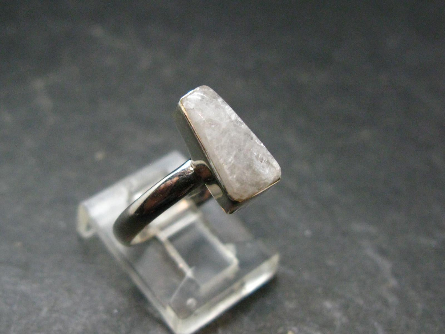 Natrolite Silver Cabochon Ring From Russia - 2.16 Grams - Size 8.0
