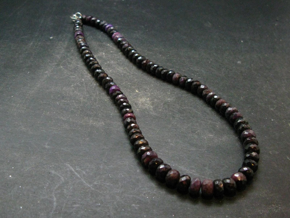 Purple Sugilite Rondelle Faceted Beads Necklace From South Africa - 18" - 52.91 Grams