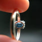 Natural Faceted Round Swiss Blue Topaz Crystal Sterling Silver Ring - 2.16 Grams - Size 7.75