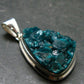 Dioptase Crystal Silver Pendant from Congo - 9.59 Grams - 1.5"
