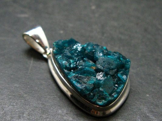 Dioptase Crystal Silver Pendant from Congo - 9.59 Grams - 1.5"