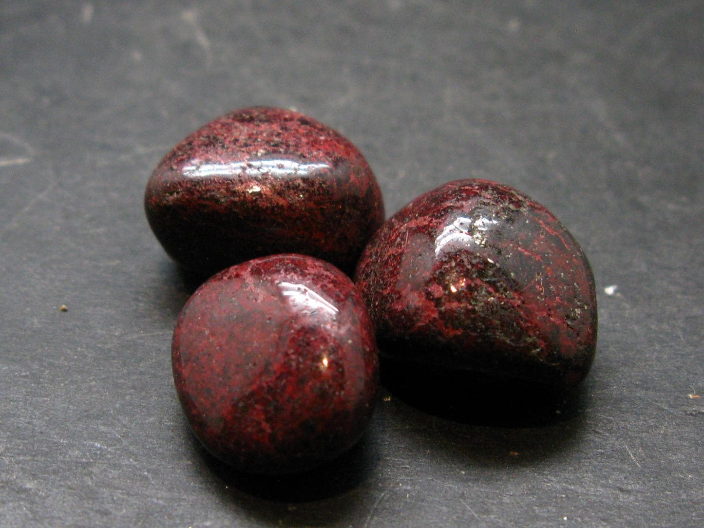 Lot Of 3 Red Cinnabar Tumbled Pieces From Spain - 21.0 Grams