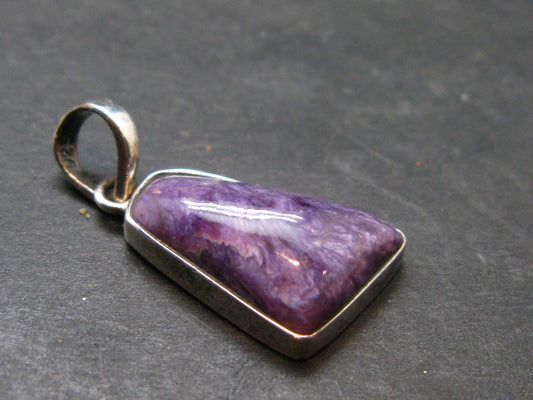 Rare High-Quality Charoite Pendant In SS From Russia - 1.2" - 3.47 Grams