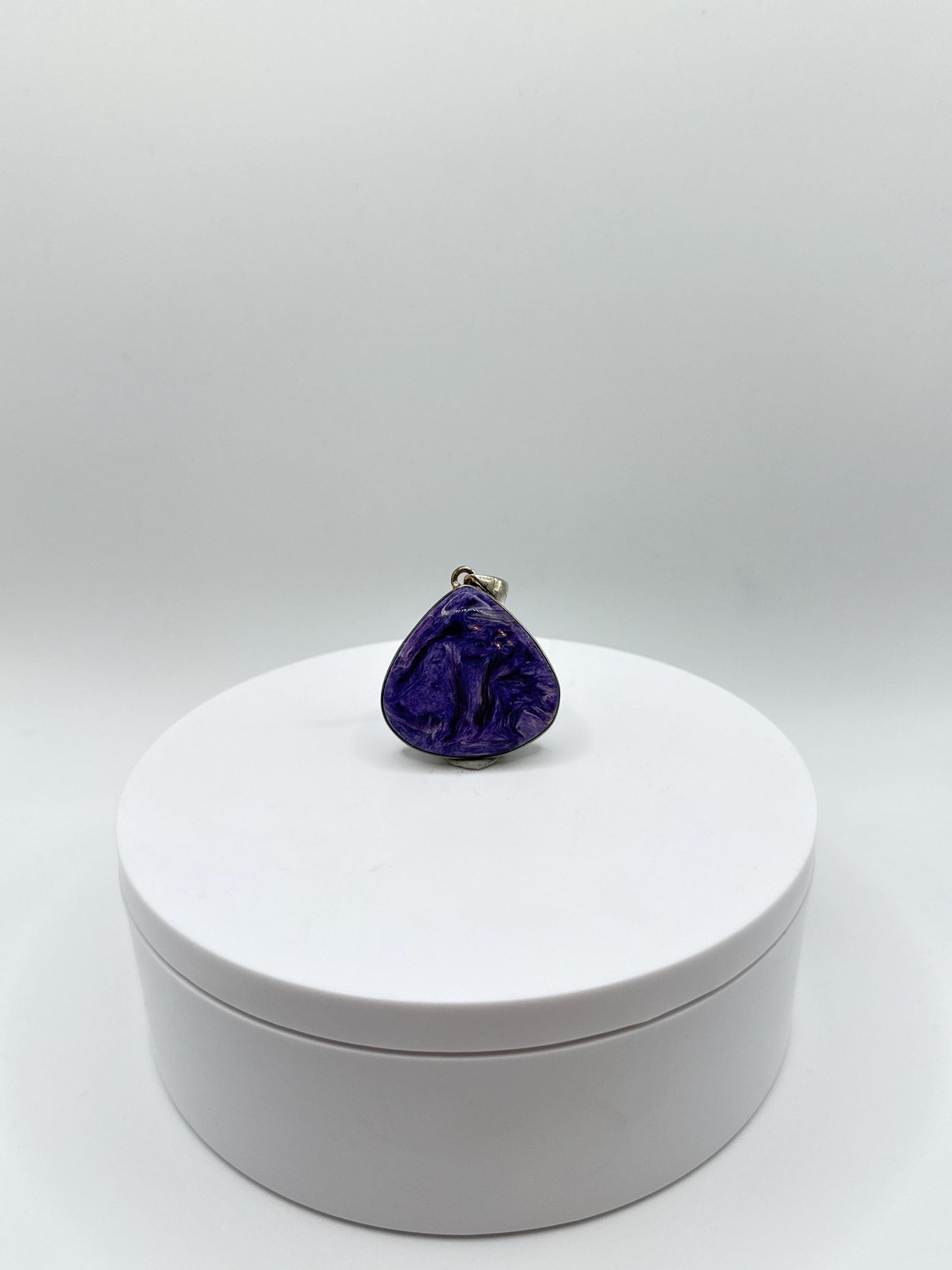 Charoite Sterling Silver Pendant – Teardrop Shape - 11.41 Grams