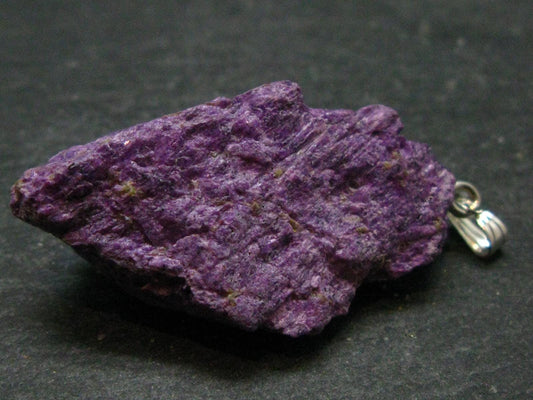 Rare Raw Purple Stichtite Crystal Silver Pendant From Russia - 1.9" - 9.27 Grams