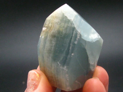 Aquatine Blue Calcite Tumbled Stone from Argentina - 1.7"- 58.39 Grams