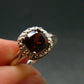 Red Garnet Rhodium Plated Sterling Silver Ring with CZ - Size 7 - 2.49 Grams