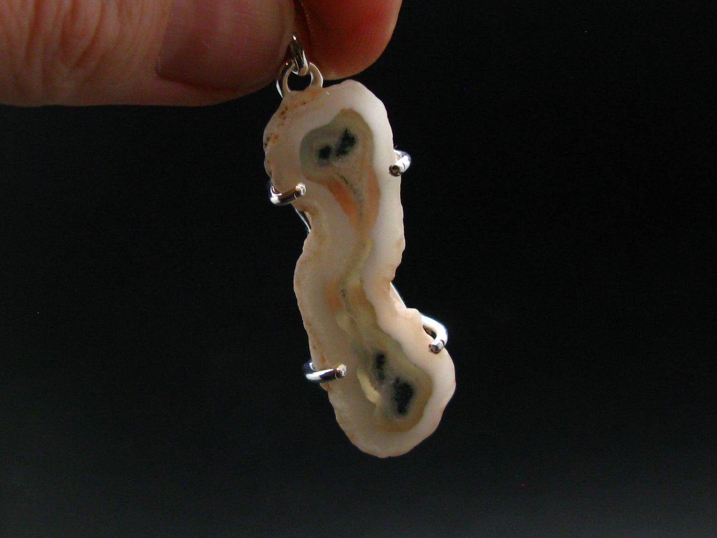Moss Agate Silver Plated Pendant From Brazil - 6.62 Grams - 1.8"