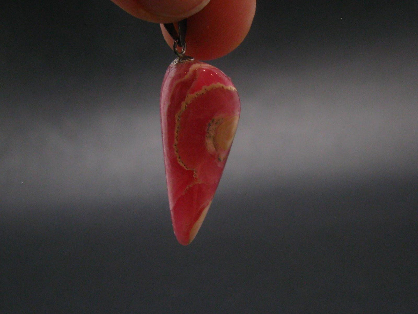 Rhodochrosite Sterling Silver Pendant From Alma Colorado - 1.4" - 8.22 Grams