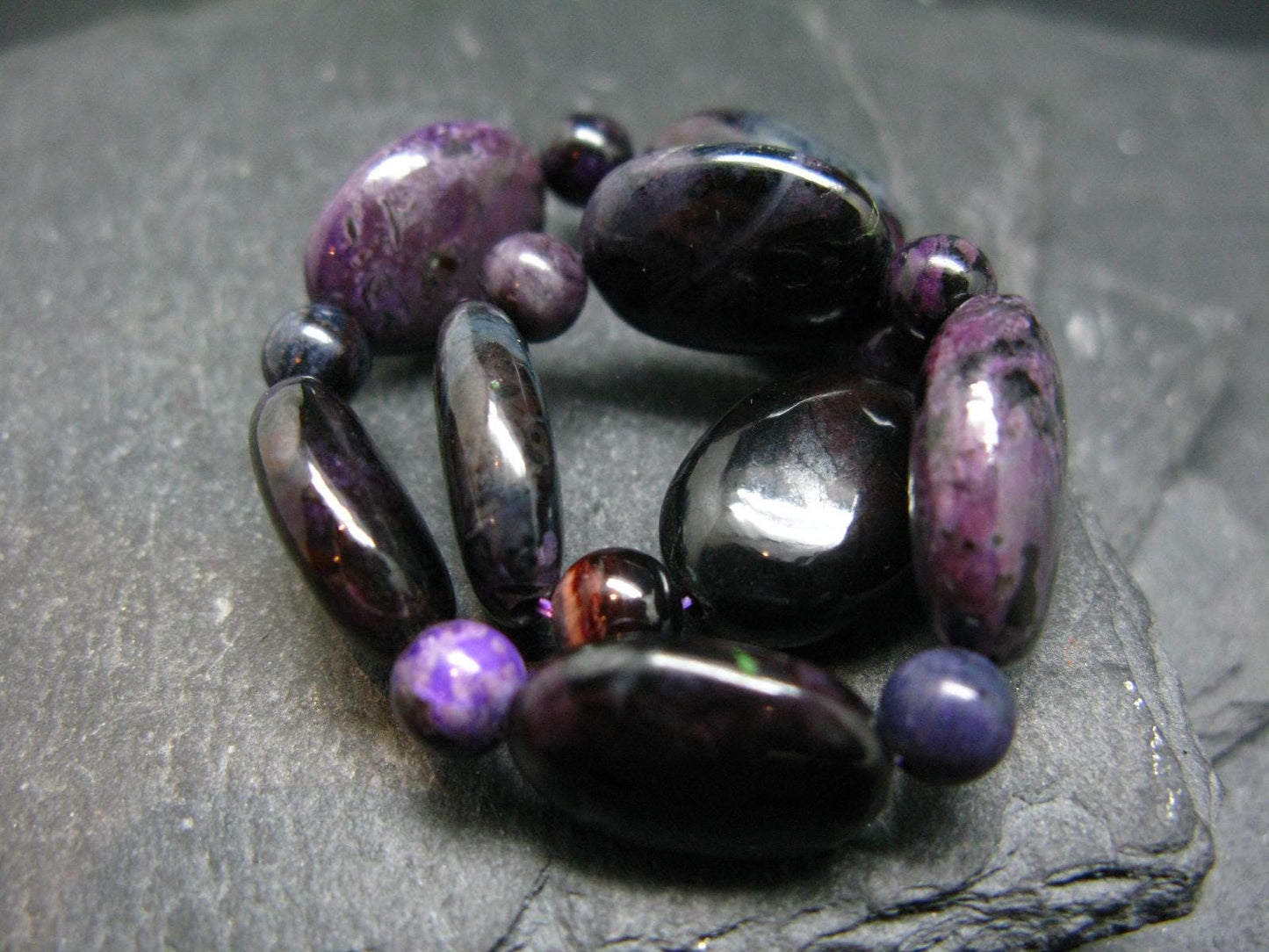 Sugilite Genuine Bracelet ~ 7 Inches ~ 16mm Oval Beads