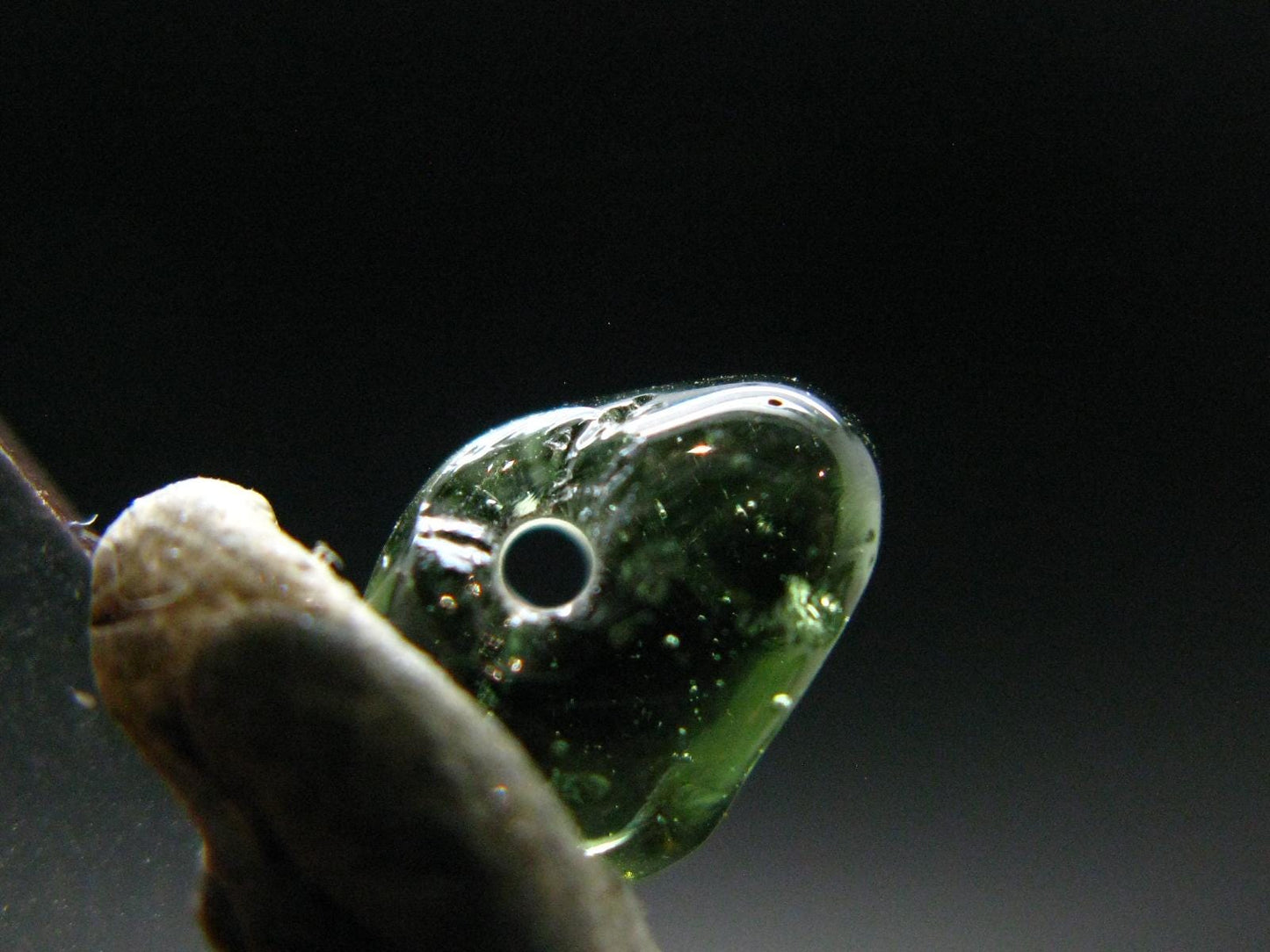 Moldavite Tektite Tumbled Bead from Czech Republic - 9 mm - 2.55 Carats