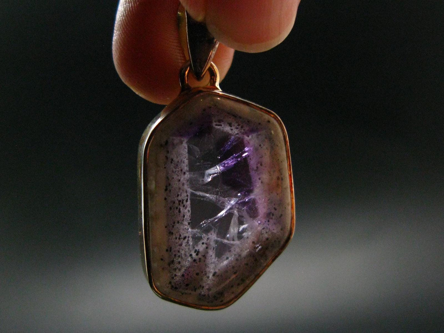 Atomic Trapiche Amethyst Sterling Silver Pendant From Brazil - 1.4" - 7.12 Grams
