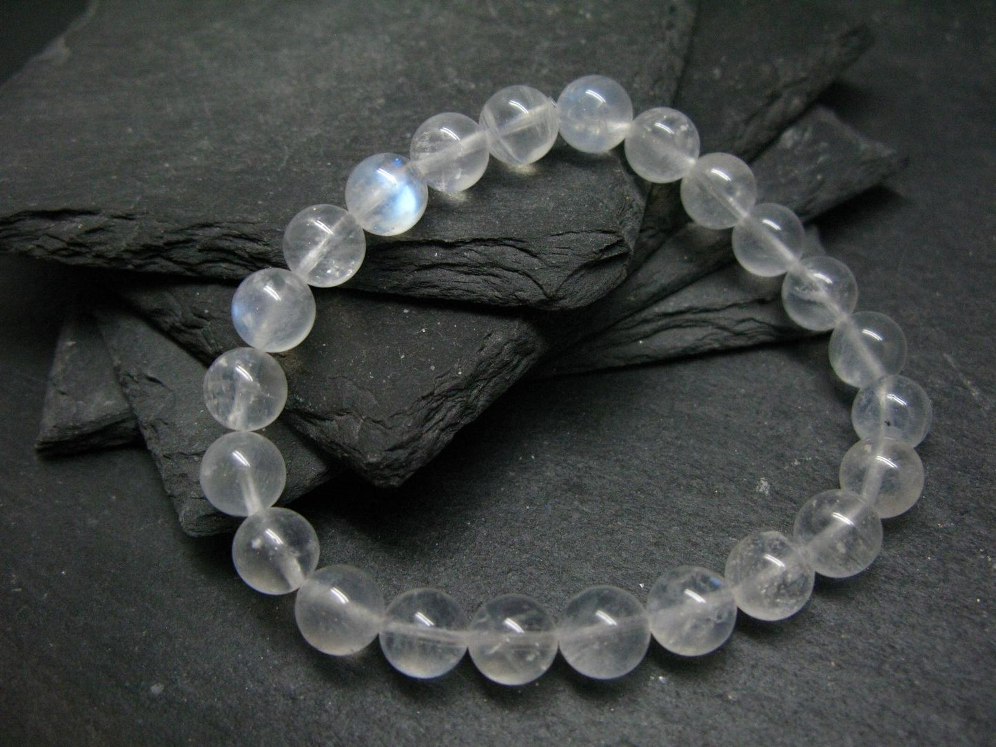 Moonstone Genuine Bracelet ~ 7 Inches ~ 8mm Round Beads
