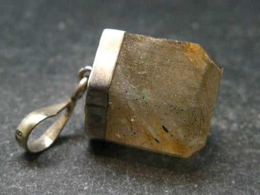 Fine Rutilated Quartz Crystal Silver Pendant from Brazil - 1.2" - 7.31 Grams