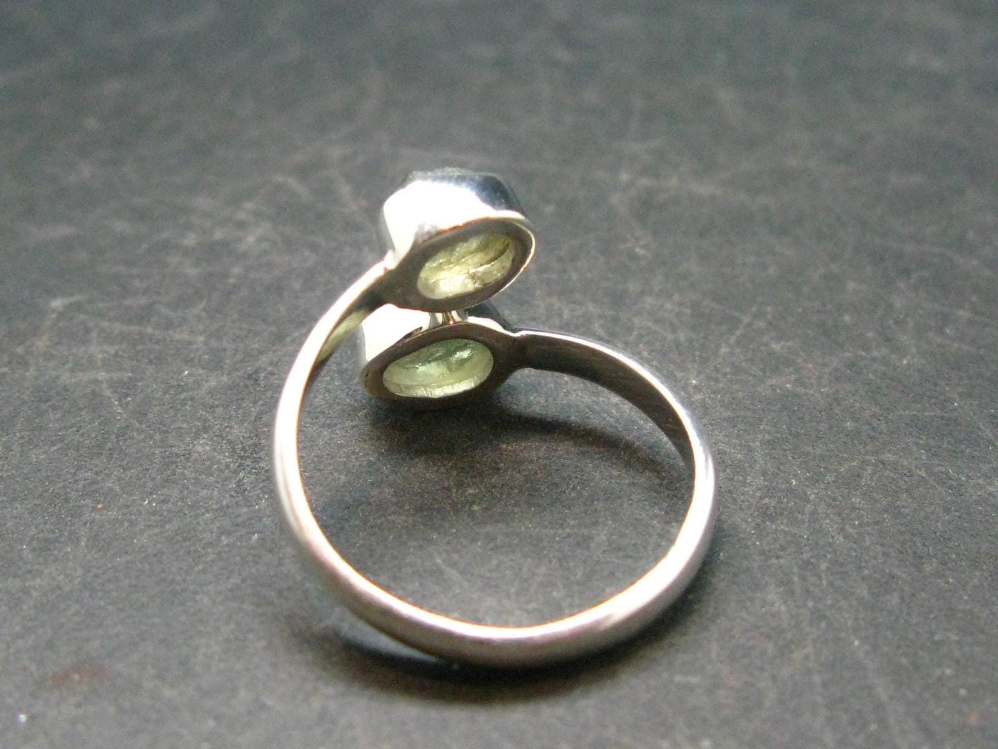 Moldavite Tektite Silver Ring from Czech Republic - Size 7