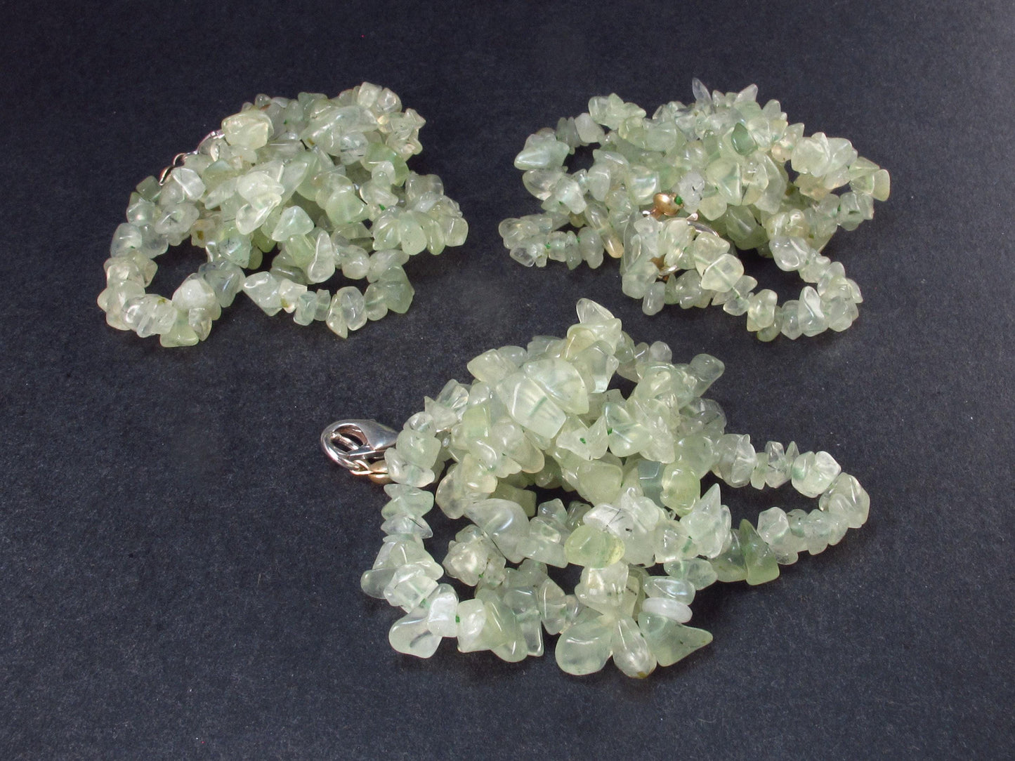 Lot of 3 Natural Prehnite Tumbled Beads Necklaces from Australia - 18"