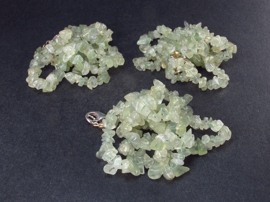 Lot of 3 Natural Prehnite Tumbled Beads Necklaces from Australia - 18"