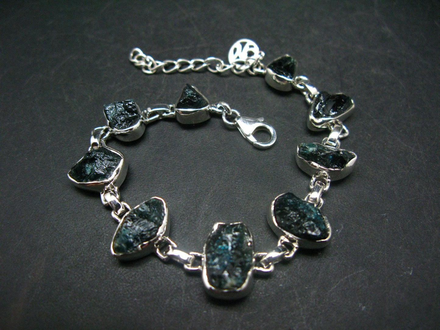 Lazulite Silver Bracelet From Pakistan - 7" - 14.8 Grams