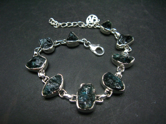 Lazulite Silver Bracelet From Pakistan - 7" - 14.8 Grams
