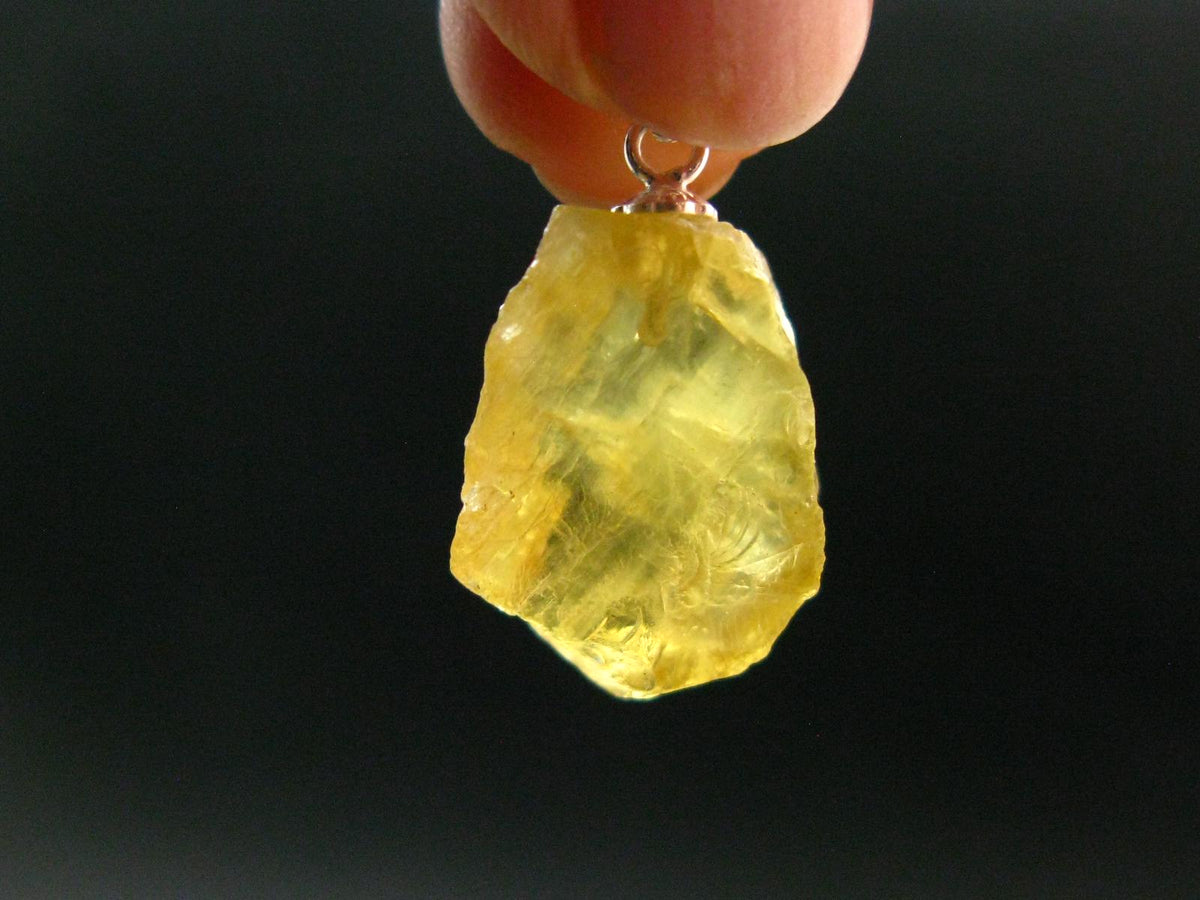 Heliodor (Yellow Beryl) Crystal Silver Pendant From Brazil - 1.0" - 3.09 Grams