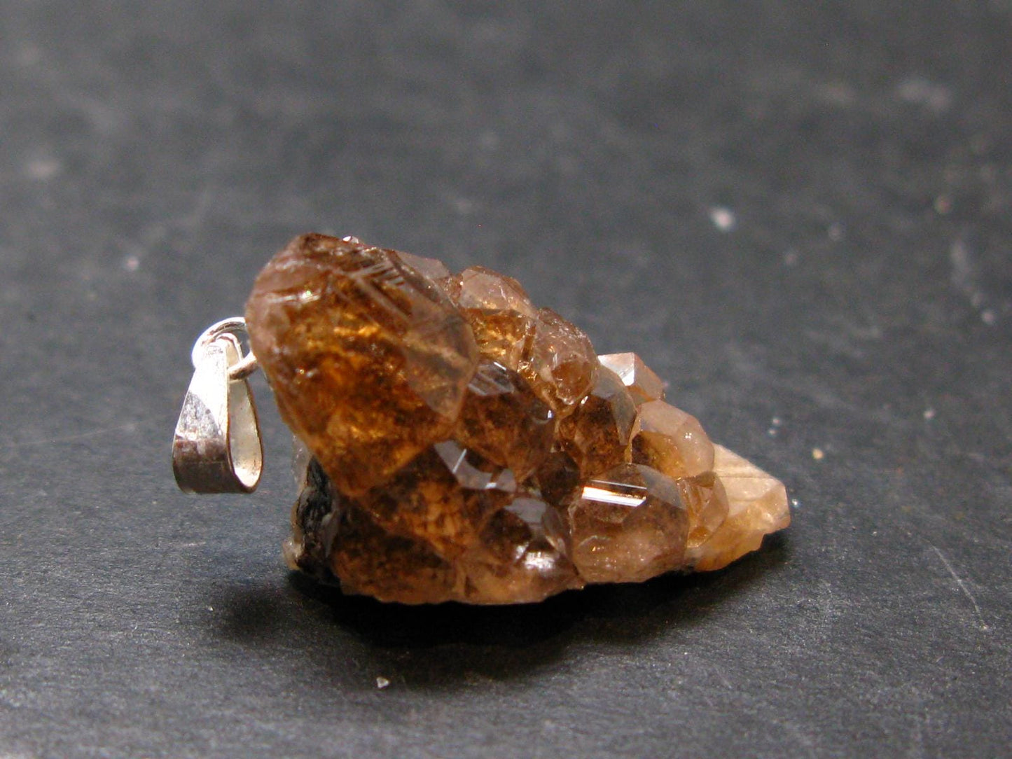 Gem Hessonite Garnet Crystal Silver Pendant from Canada - 1.1" - 3.79 Grams