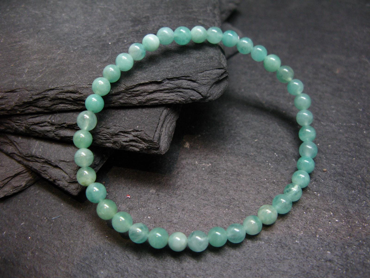 Emerald Gem Genuine Bracelet ~ 7 Inches ~ 5mm Round Beads