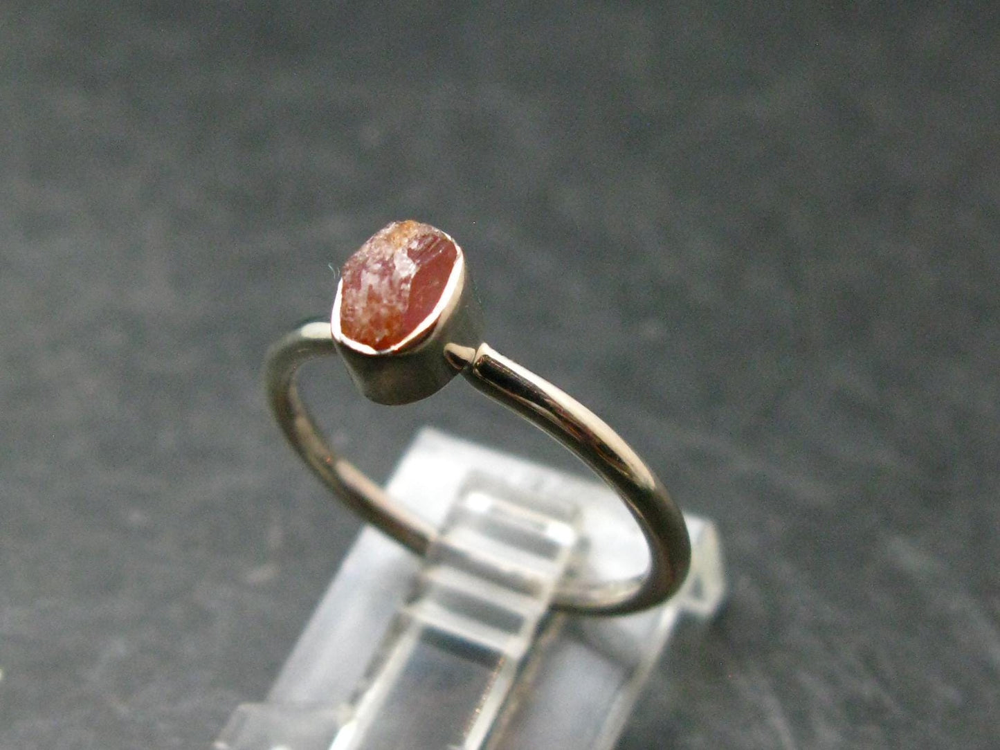 Pezzottaite Crystal Silver Ring From Madagascar - Size 7 - 1.93 Grams