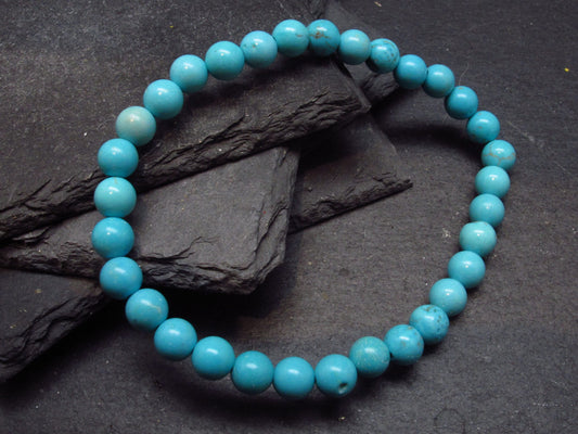 Howlite Genuine Bracelet ~ 7 Inches ~ 6mm Round Beads