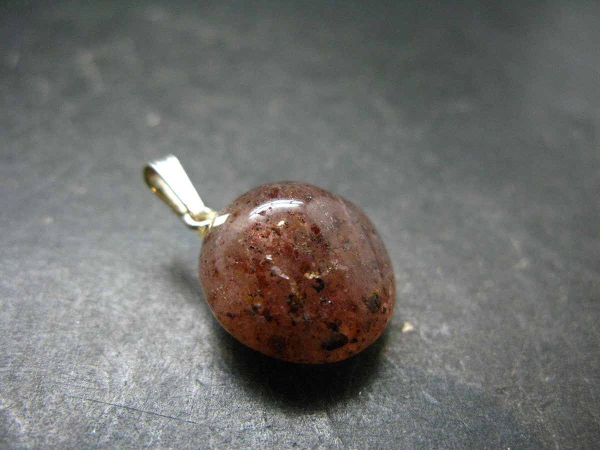 Strawberry Quartz Tumbled Silver Pendant - 1.0" - 4.6 Grams