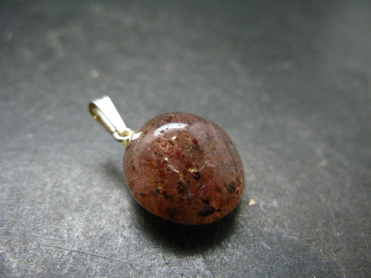 Strawberry Quartz Tumbled Silver Pendant - 1.0" - 4.6 Grams