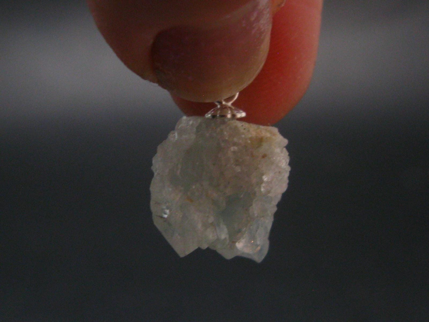 Rare Raw Blue Euclase Gem Crystal Silver Pendant from Zimbabwe - 0.8" - 2.23 Grams