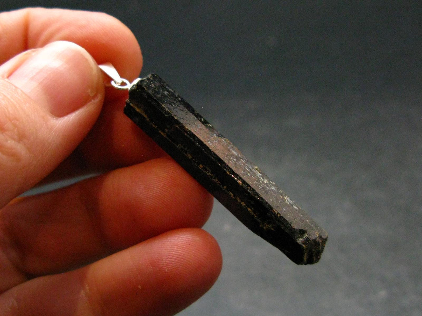 Aegirine Crystal Silver Pendant From Malawi - 1.8" - 4.38 Grams
