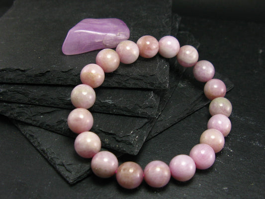 Kunzite Spodumene Genuine Bracelet ~ 7 Inches ~ 10mm Round Beads