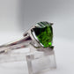 Green Helenite Trillion Cut Ring – Sterling Silver Faceted Gemstone Statement Ring