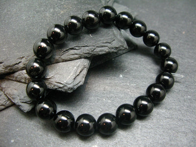 Black Spinel Genuine Bracelet ~ 7 Inches ~ 10mm Round Beads